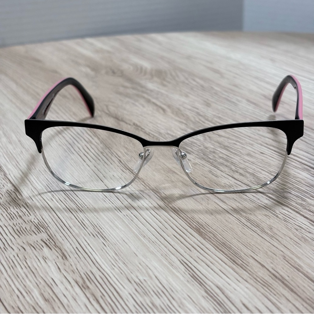 Prada Pink and Silver Metal Rim Eyeglasses
